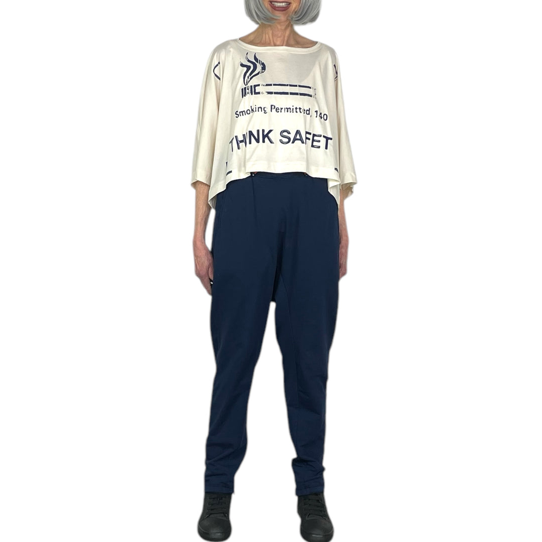 "THINK SAFETY" PRINT CROP TEE