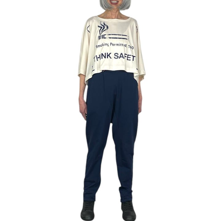 "THINK SAFETY" PRINT CROP TEE