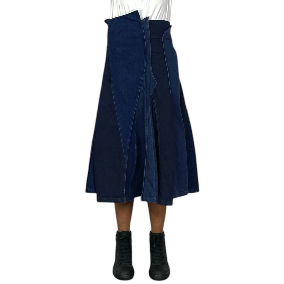 STRETCH DENIM SEAMED SKIRT