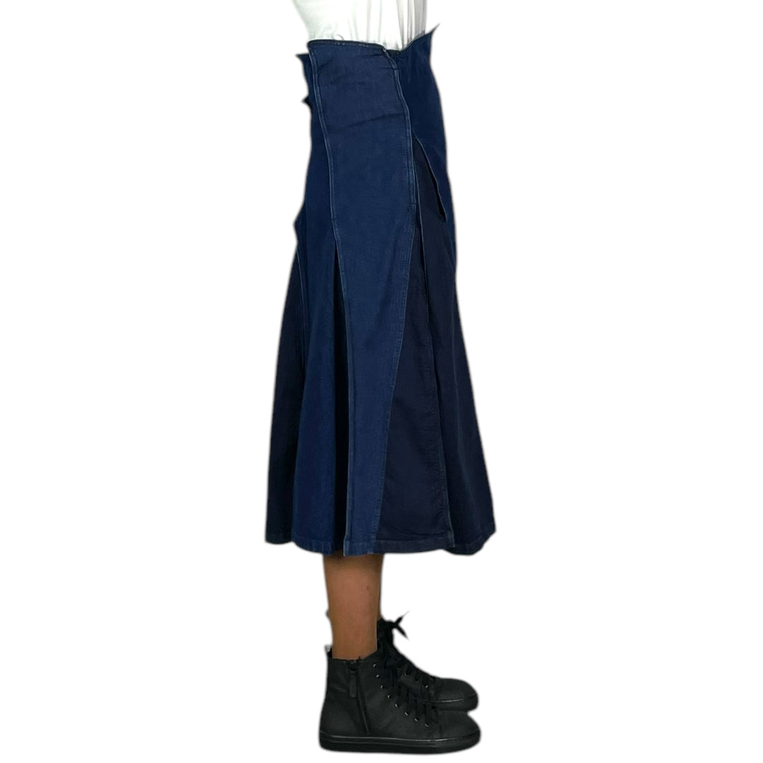 STRETCH DENIM SEAMED SKIRT