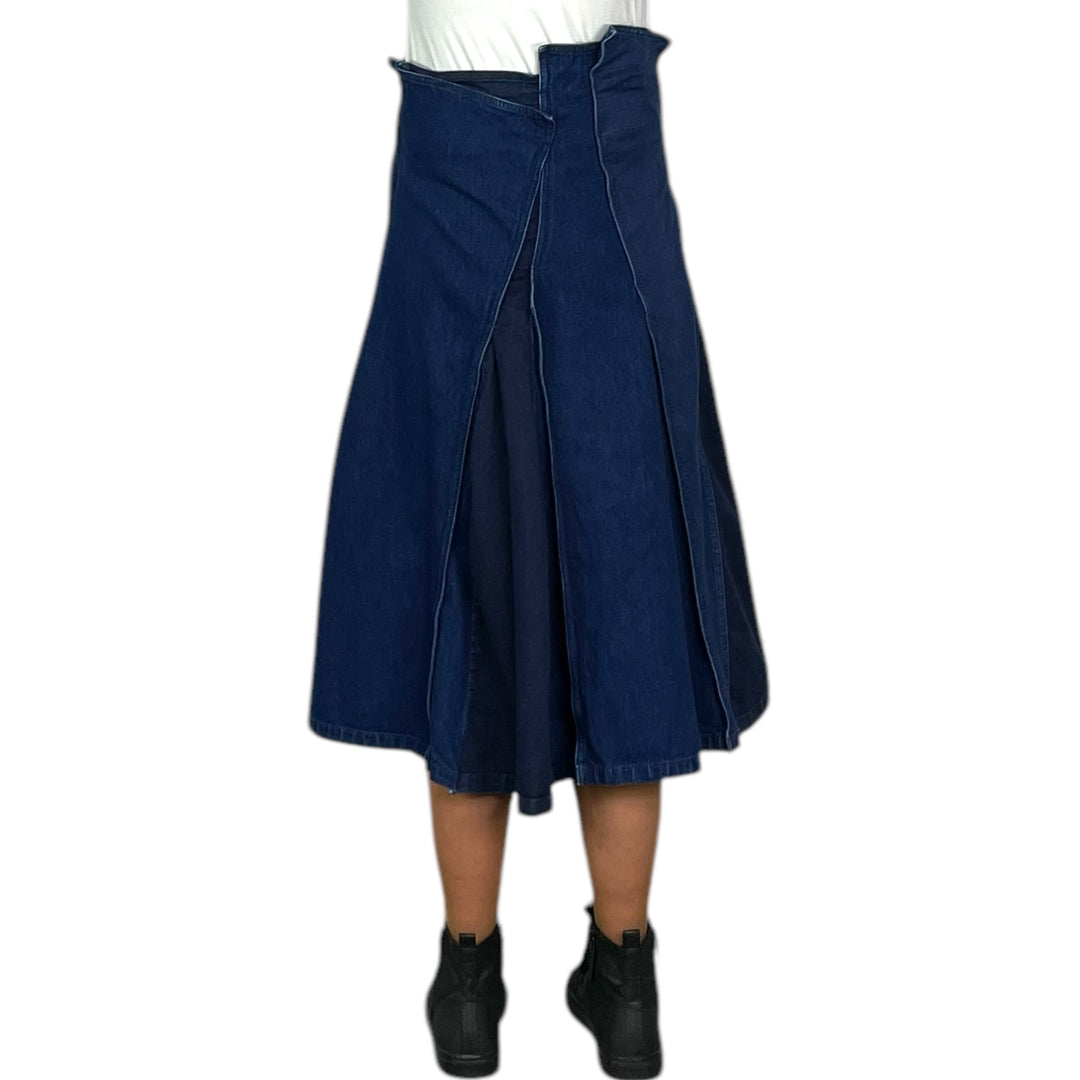 STRETCH DENIM SEAMED SKIRT