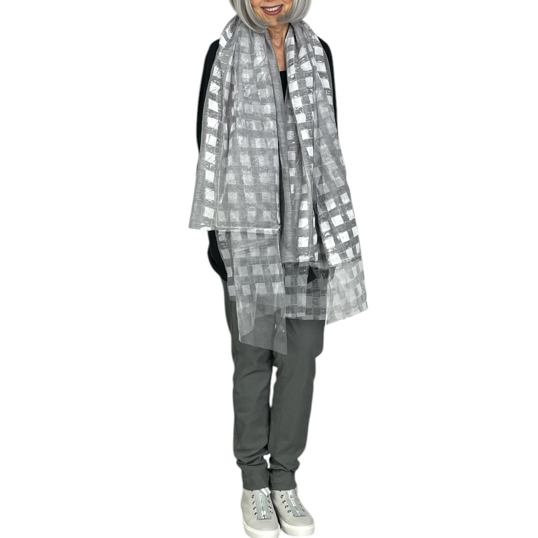 CHECK PRINT/SOLID SCARF