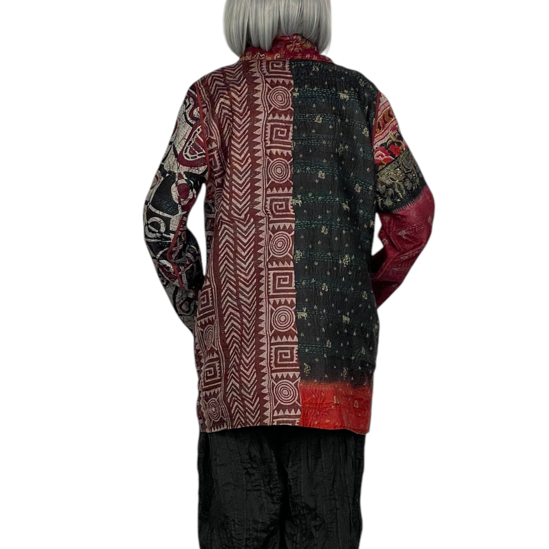 VINTAGE SILK KANTHA POCKET JACKET