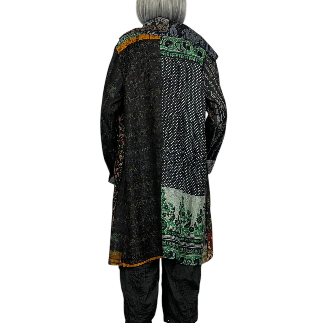 VINTAGE SILK KANTHA POCKET MEDIUM COAT