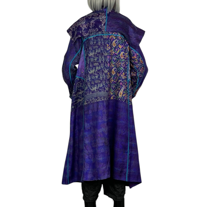 VINTAGE SILK KANTHA A-LINE LONG COAT