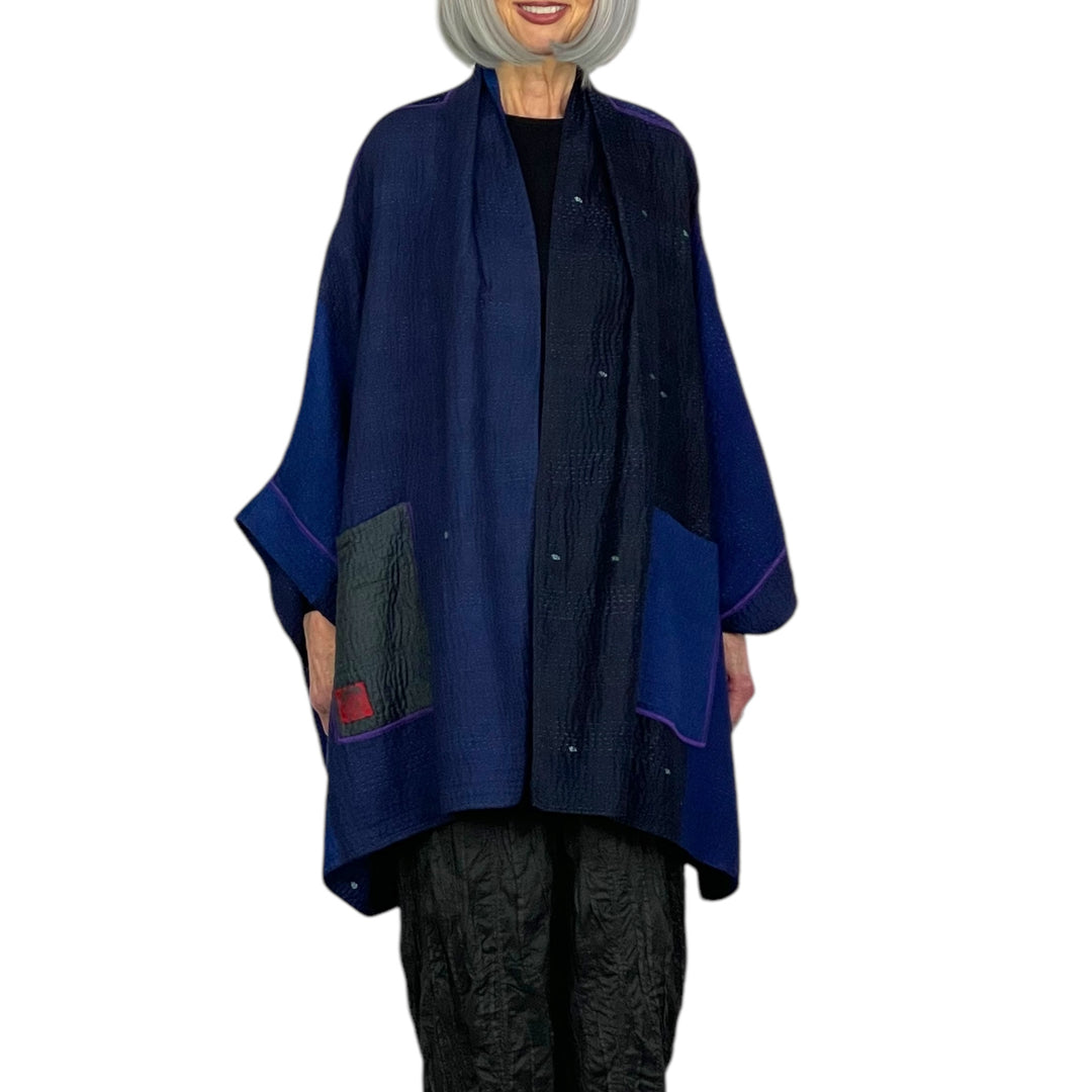 JAIPUR PATCH DOUBLE COLLAR PONCHO