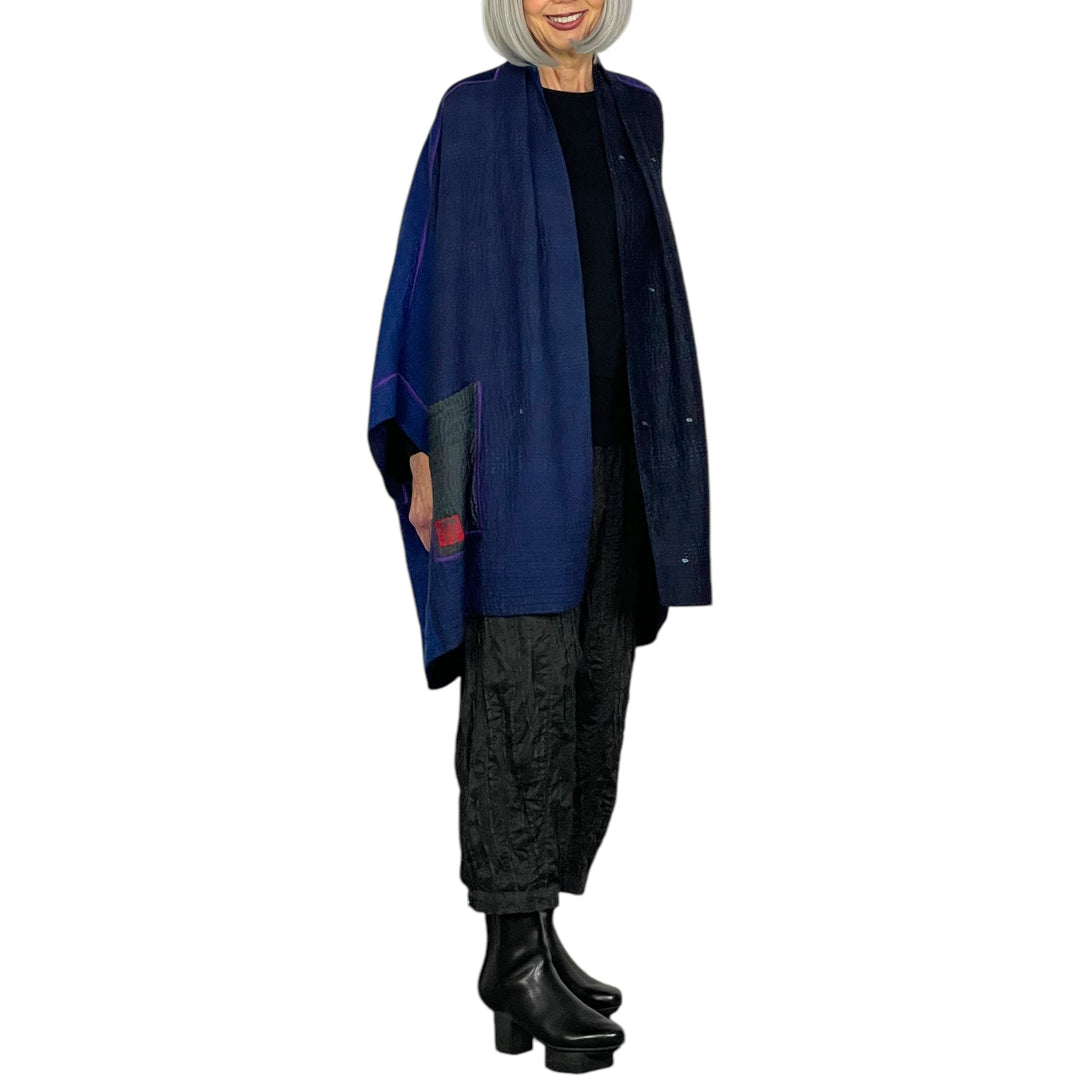 JAIPUR PATCH DOUBLE COLLAR PONCHO