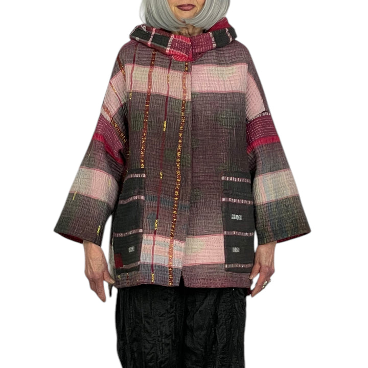 QUILTED HOODIE PONCHO JACKET