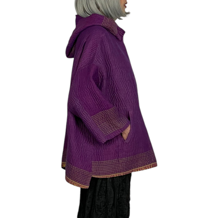 JACQUARD HOODIE PONCHO JACKET