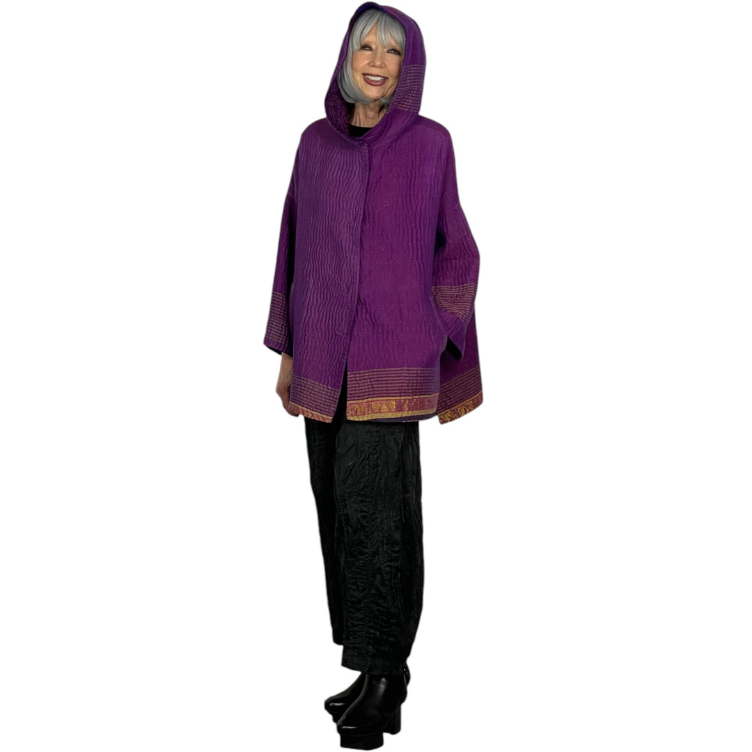 JACQUARD HOODIE PONCHO JACKET