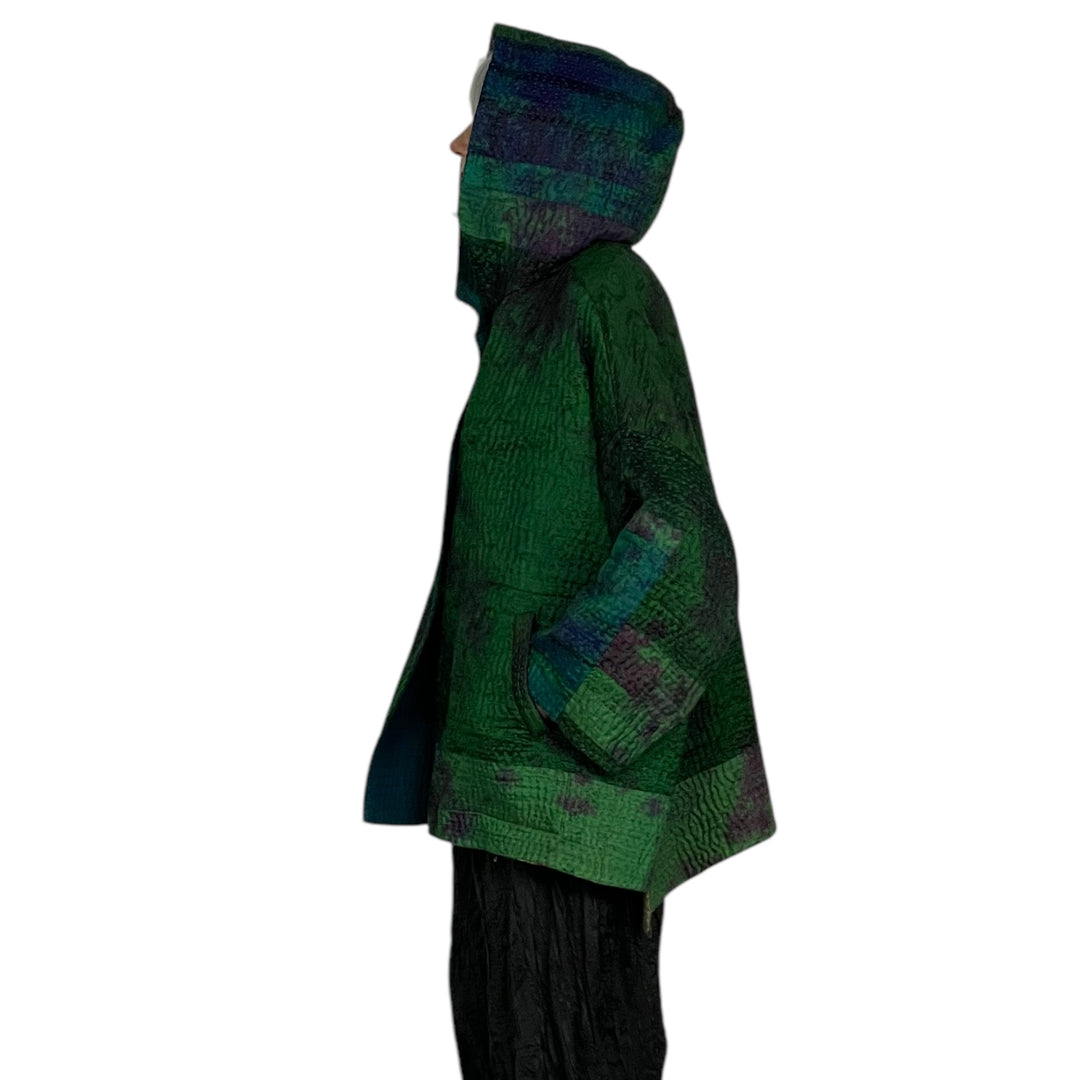 JACQUARD HOODIE PONCHO JACKET