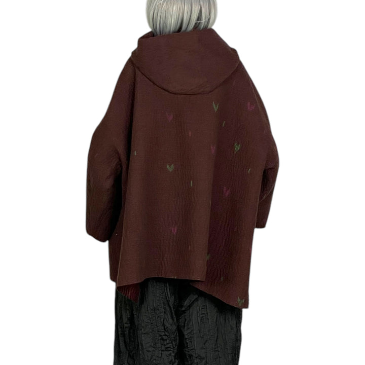 JACQUARD HOODIE PONCHO JACKET