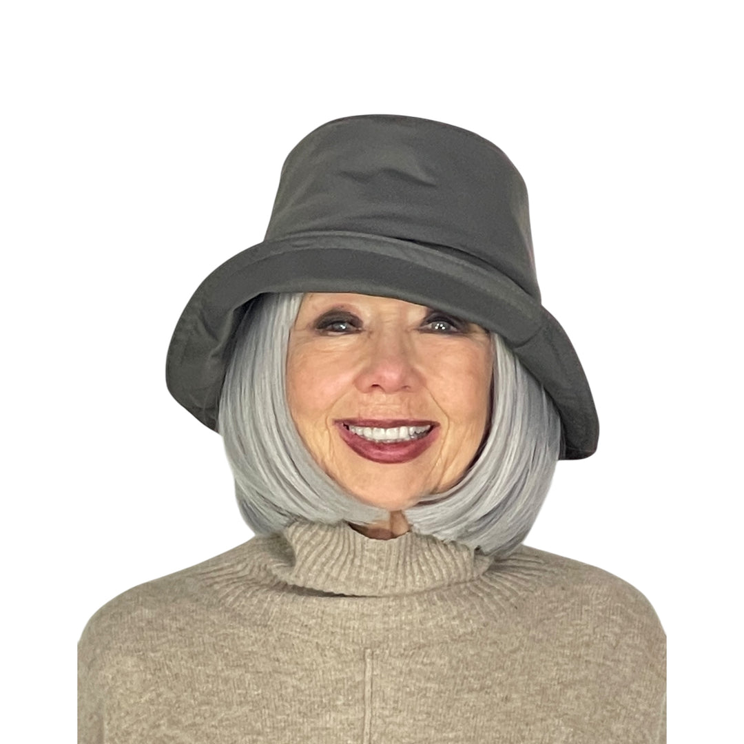 FLEECE LINED FABRIC RAIN HAT