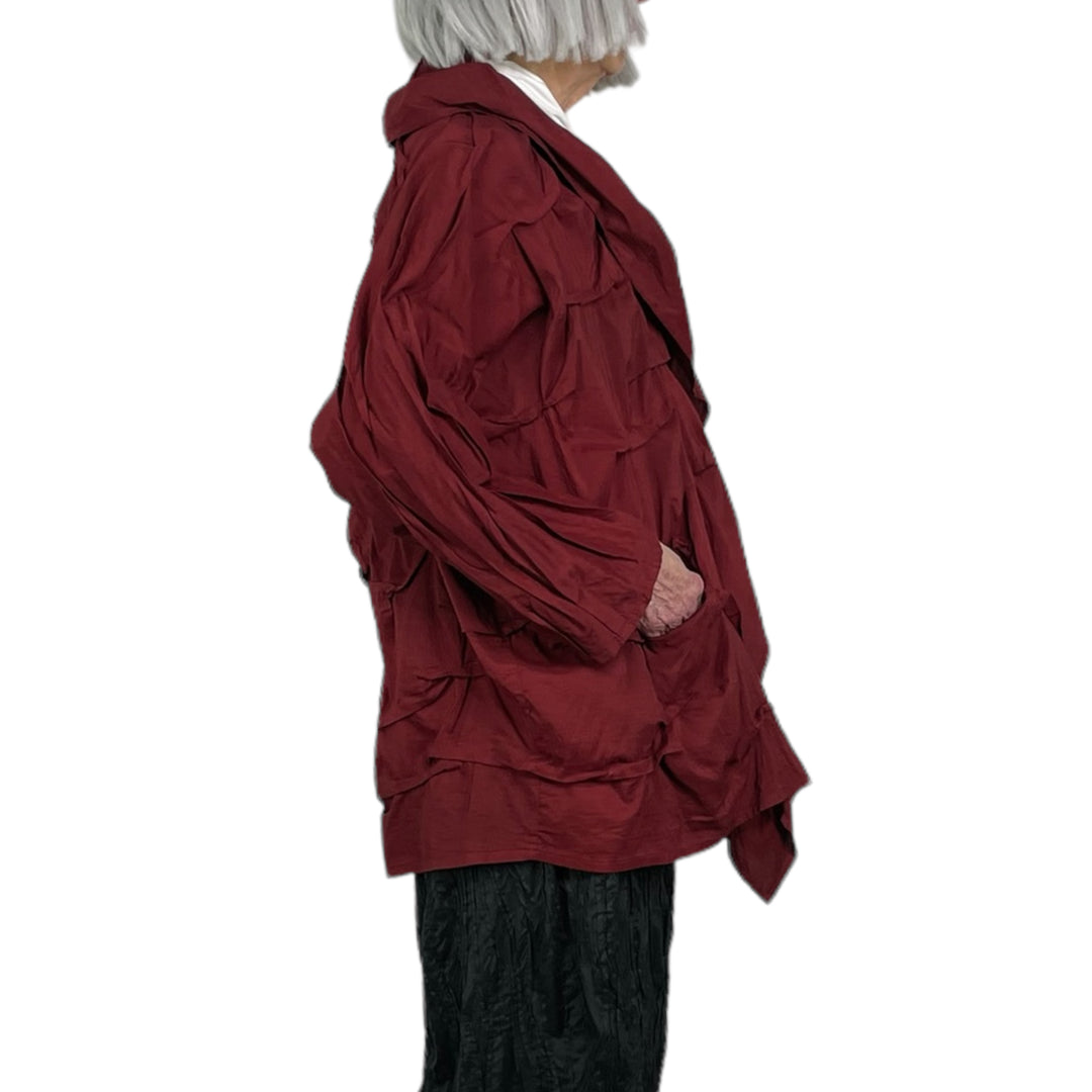 HEAVY VOILE WAVY TUCK COCOON JACKET