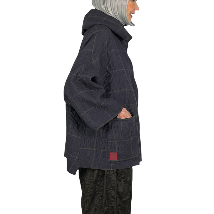 QUILTED HOODIE PONCHO JACKET