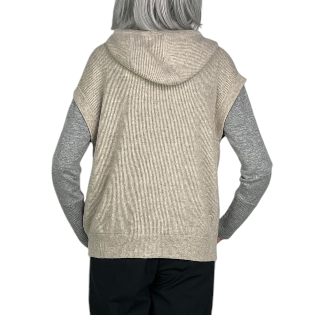 SLEEVELESS RIBBED HOODIE