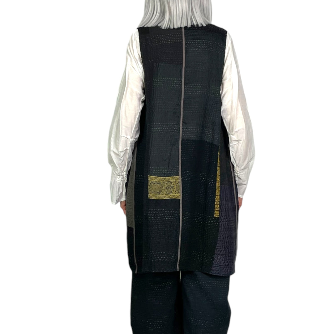 SW PATCH LONG KIMONO VEST