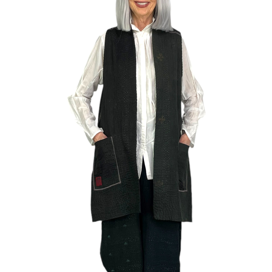 SW PATCH LONG KIMONO VEST